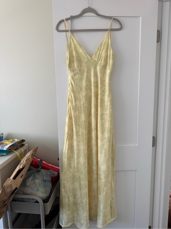 Peppermayo Dresses & Skirts - Peppermayo Pale Yellow Slip Maxi Dress with Subtle Floral Jacquard